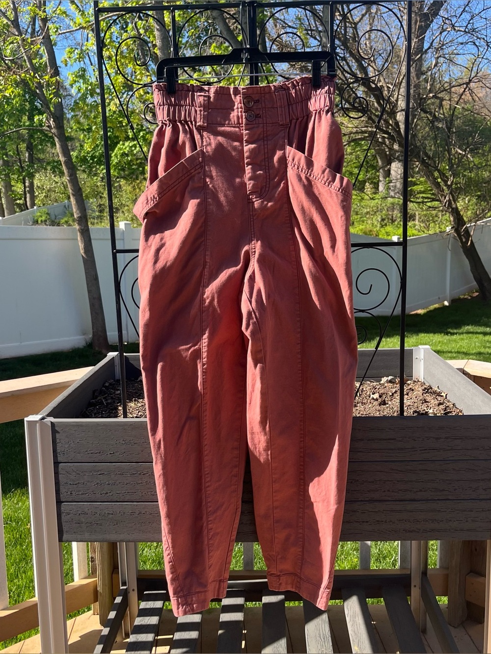Free People Ready to Run Cinch High Waisted Tapered Pants Brandy Pink Size S